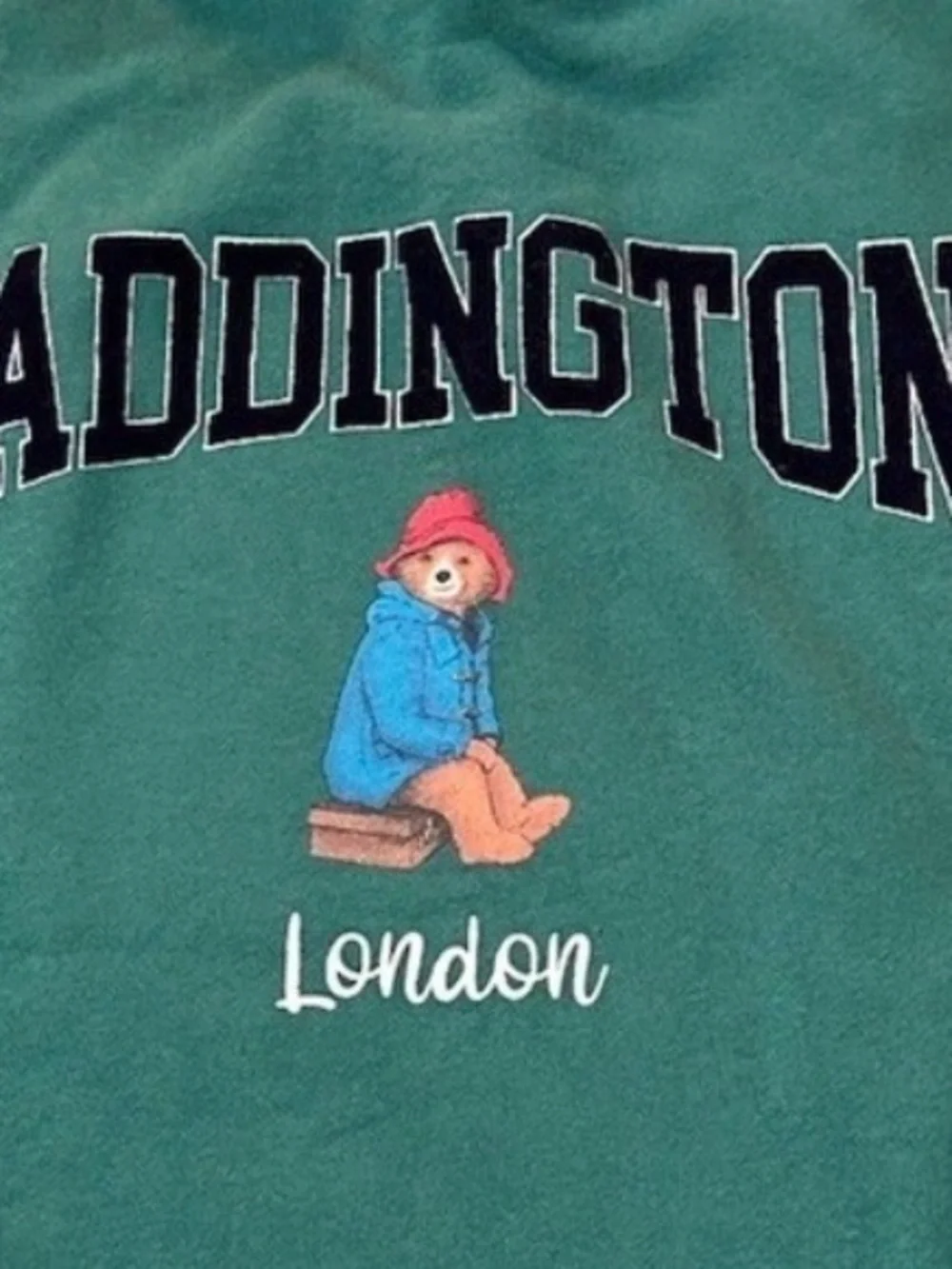 Zara Paddington Bear Crewneck Sweatshirt Kids Size 6-7 Green London Cotton New